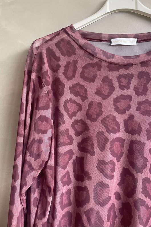 Bobby Mesh Layering Top Leopard Deep Rose